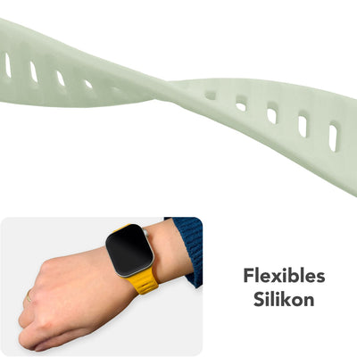 NALIA Motion Silikon Armband kompatibel mit Apple Watch Armband iWatch Series Ultra/SE 10 9 8 7 6 5 4 3 2 1, 42/44/45/46/49mm, Ersatzarmband Sportarmband Steck-Pin Verschluss Pazifikgrün NALIA Silikon Armband