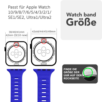 NALIA Motion Silikon Armband kompatibel mit Apple Watch Armband iWatch Series Ultra/SE 10 9 8 7 6 5 4 3 2 1, 42/44/45/46/49mm, Ersatzarmband Sportarmband Steck-Pin Verschluss Tiefblau NALIA Silikon Armband