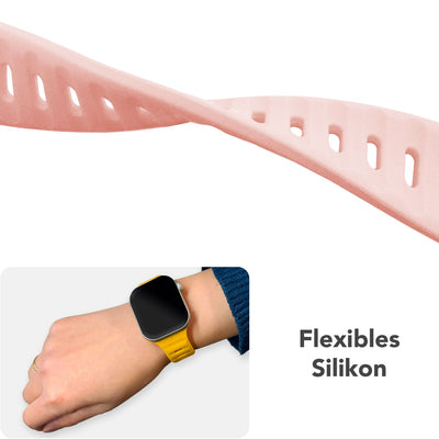 NALIA Motion Silikon Armband kompatibel mit Apple Watch Armband iWatch Series Ultra/SE 10 9 8 7 6 5 4 3 2 1, 42/44/45/46/49mm, Ersatzarmband Sportarmband Steck-Pin Verschluss Zartrosa NALIA Silikon Armband