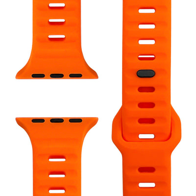 NALIA Motion Silikon Armband kompatibel mit Apple Watch Armband iWatch Series Ultra/SE 10 9 8 7 6 5 4 3 2 1, 42/44/45/46/49mm, Ersatzarmband Sportarmband Steck-Pin Verschluss Neon Orange NALIA Silikon Armband