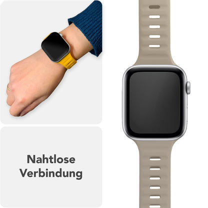 NALIA Motion Armband für Apple Watch Ultra/SE/10/9/8/7/6/5/4/3/2/1, Gehäusegröße 42/44/45/46/49mm, Soft Silikon Ersatz Sportarmband mit Steck-Pin Verschluss Espressobraun NALIA Silikon Armband
