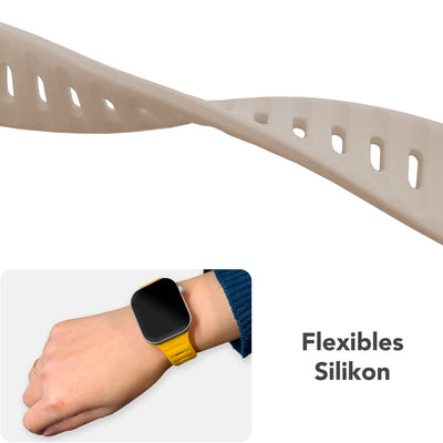 NALIA Motion Silikon Armband kompatibel mit Apple Watch Armband iWatch Series Ultra/SE 10 9 8 7 6 5 4 3 2 1, 42/44/45/46/49mm, Ersatzarmband Sportarmband Steck-Pin Verschluss Espressobraun NALIA Silikon Armband