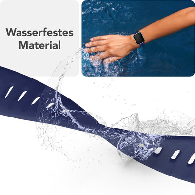 NALIA Motion Silikon Armband kompatibel mit Apple Watch Armband iWatch Series Ultra/SE 10 9 8 7 6 5 4 3 2 1, 42/44/45/46/49mm, Ersatzarmband Sportarmband Steck-Pin Verschluss Marineblau NALIA Silikon Armband