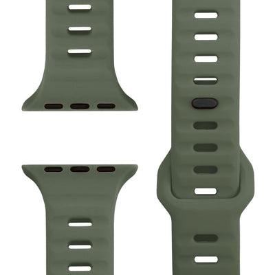 NALIA Motion Silikon Armband kompatibel mit Apple Watch Armband iWatch Series Ultra/SE 10 9 8 7 6 5 4 3 2 1, 42/44/45/46/49mm, Ersatzarmband Sportarmband Steck-Pin Verschluss Moosgrün NALIA Silikon Armband