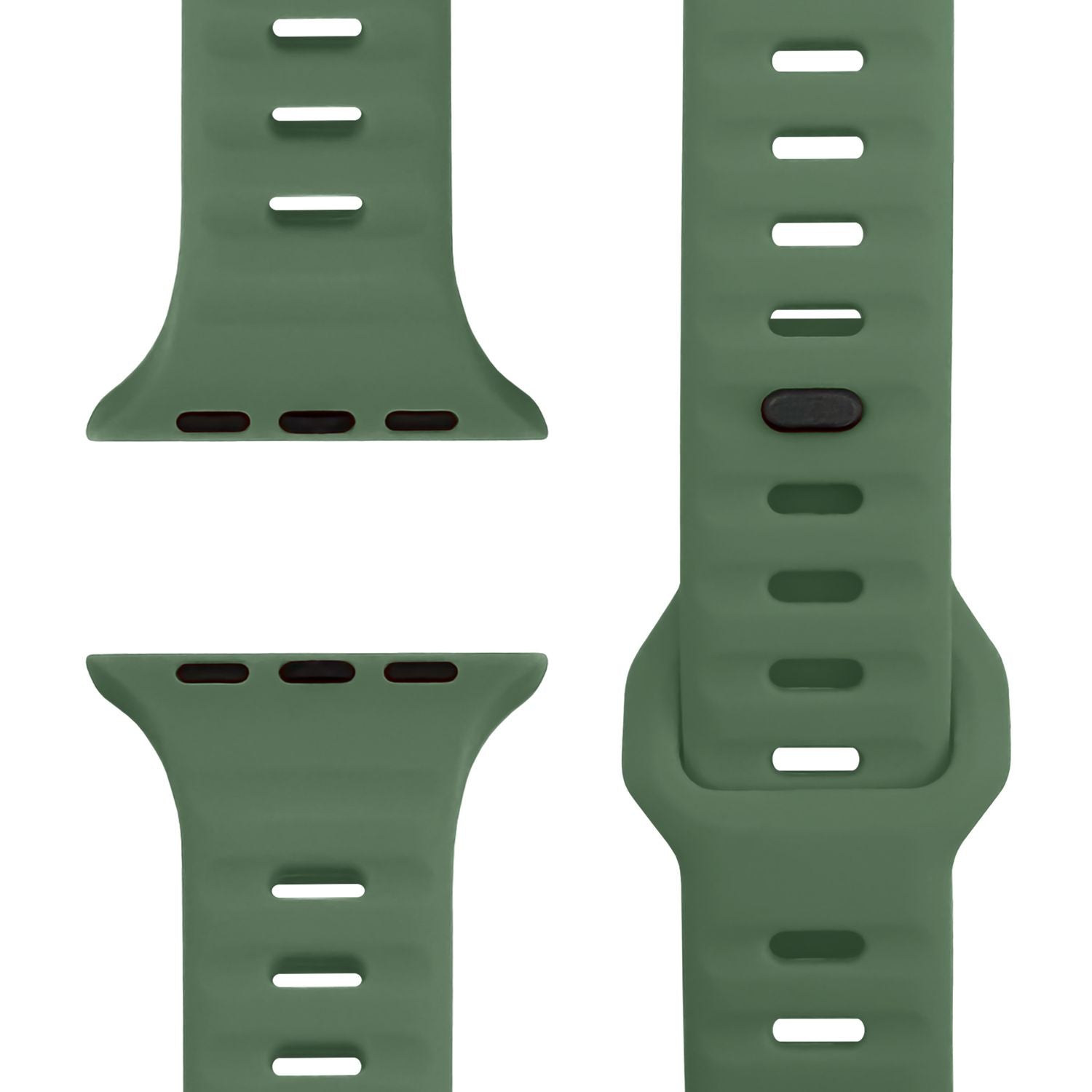 NALIA Motion Armband für Apple Watch Ultra/SE/10/9/8/7/6/5/4/3/2/1, Gehäusegröße 42/44/45/46/49mm, Soft Silikon Ersatz Sportarmband mit Steck-Pin Verschluss Military Grün NALIA Silikon Armband