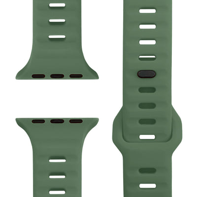 NALIA Motion Silikon Armband kompatibel mit Apple Watch Armband iWatch Series Ultra/SE 10 9 8 7 6 5 4 3 2 1, 42/44/45/46/49mm, Ersatzarmband Sportarmband Steck-Pin Verschluss Military Grün NALIA Silikon Armband