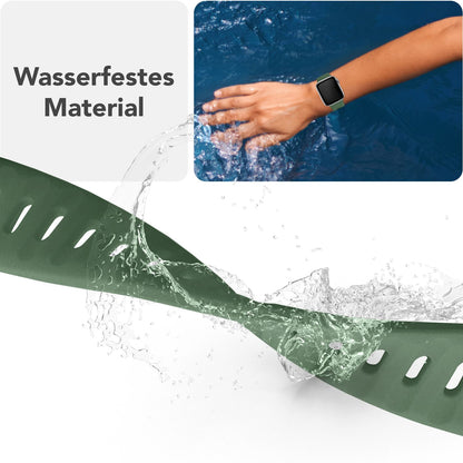 NALIA Motion Armband für Apple Watch Ultra/SE/10/9/8/7/6/5/4/3/2/1, Gehäusegröße 42/44/45/46/49mm, Soft Silikon Ersatz Sportarmband mit Steck-Pin Verschluss Military Grün NALIA Silikon Armband