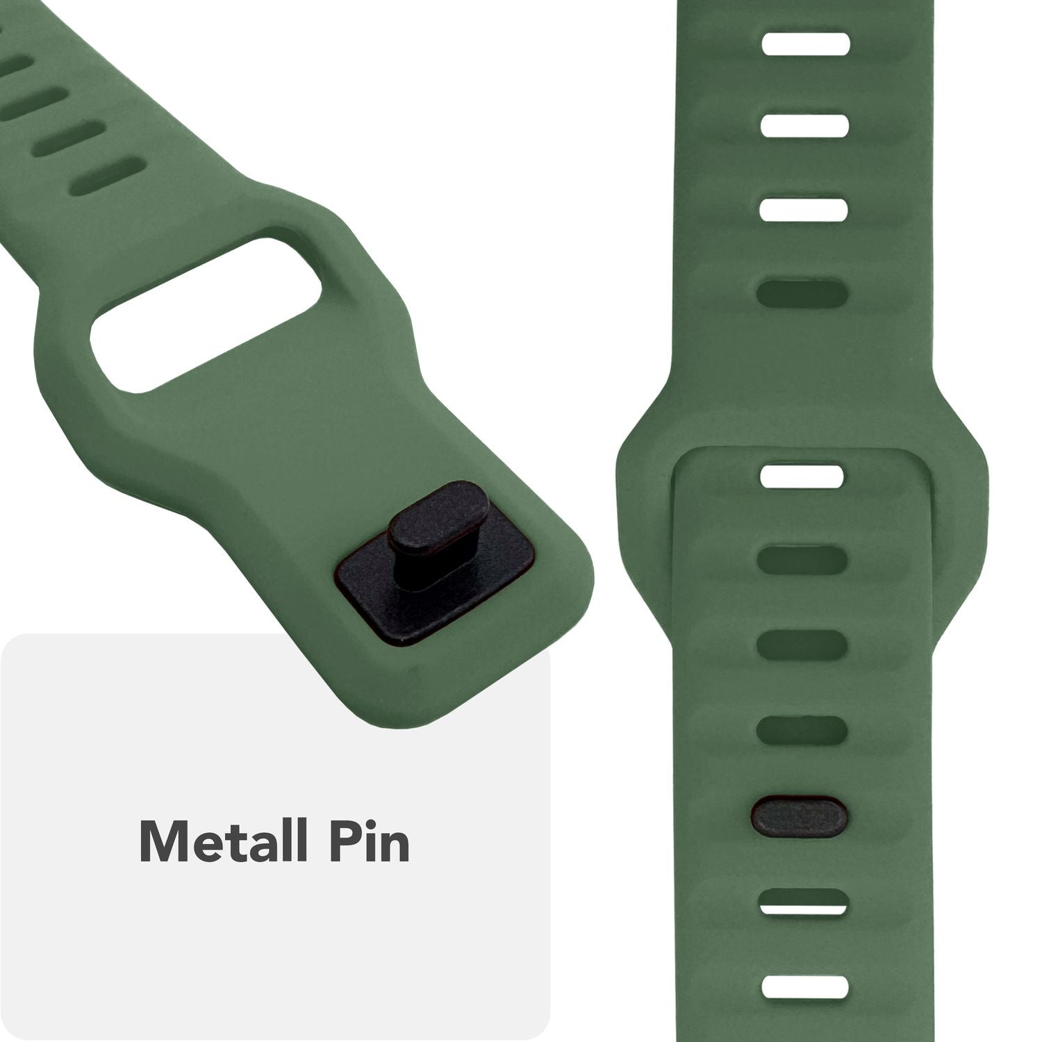 NALIA Motion Armband für Apple Watch Ultra/SE/10/9/8/7/6/5/4/3/2/1, Gehäusegröße 42/44/45/46/49mm, Soft Silikon Ersatz Sportarmband mit Steck-Pin Verschluss Military Grün NALIA Silikon Armband