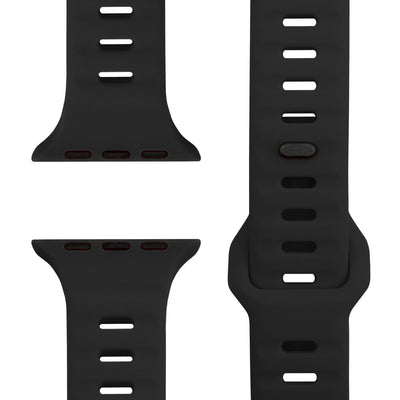 NALIA Motion Silikon Armband kompatibel mit Apple Watch Armband iWatch Series Ultra/SE 10 9 8 7 6 5 4 3 2 1, 42/44/45/46/49mm, Ersatzarmband Sportarmband Steck-Pin Verschluss Tiefschwarz NALIA Silikon Armband