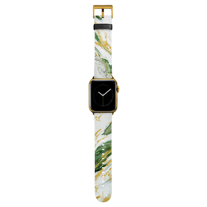 Emerald - Apple Watch Armband 44-49mm & 42 (Serie 1-3) 44-49mm & 42 (Serie 1-3) Matt Gold NALIA Kunstleder Armband