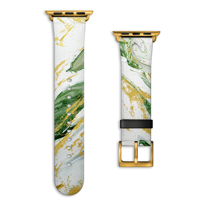 Emerald - Apple Watch Armband 44-49mm & 42 (Serie 1-3) 44-49mm & 42 (Serie 1-3) Matt Gold NALIA Kunstleder Armband