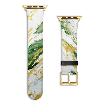 Emerald - Apple Watch Armband 44-49mm & 42 (Serie 1-3) 44-49mm & 42 (Serie 1-3) Matt Gold NALIA Kunstleder Armband