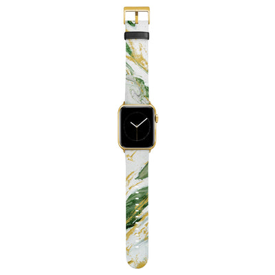 Emerald - Apple Watch Armband 44-49mm & 42 (Serie 1-3) 44-49mm & 42 (Serie 1-3) Matt Gold NALIA Kunstleder Armband