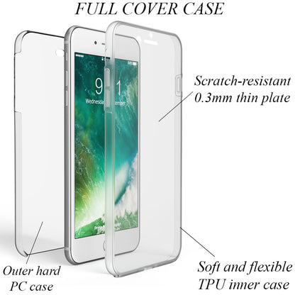 NALIA 360 Grad Handy Hülle für Apple iPhone 8 Plus / 7 Plus, Full Cover Case Transparent NALIA Transparente Hülle