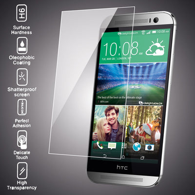 NALIA Schutzglas kompatibel mit HTC One M8, Full-Cover Displayschutz Handy-Folie, 9H Härte Glas-Schutzfolie Bildschirm-Abdeckung, Schutz-Film Phone HD Screen Protector Tempered Glass - Transparent NALIA GlasSchutz