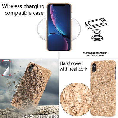 NALIA Kork Hülle kompatibel mit iPhone XR, Handyhülle Natur-Holz Look Handy-Tasche Cover Case, Dünn Ultra-Slim Hardcase Schutzhülle Etui, Backcover Bumper Handy-Tasche Cork Pattern NALIA Protective Hülle