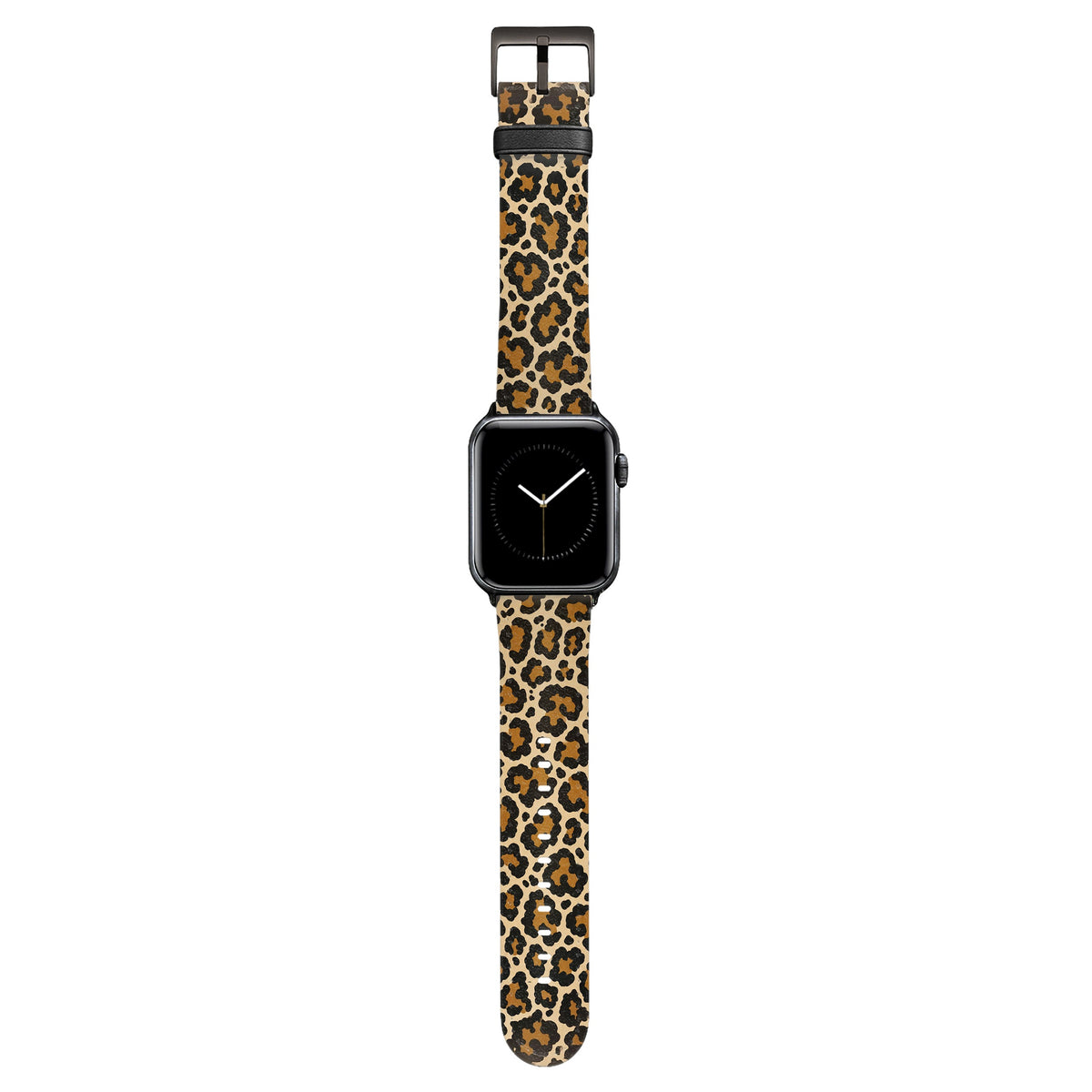 Savanna Apple Watch Armband mit Leopardenmuster, Schnalle Schwarz
