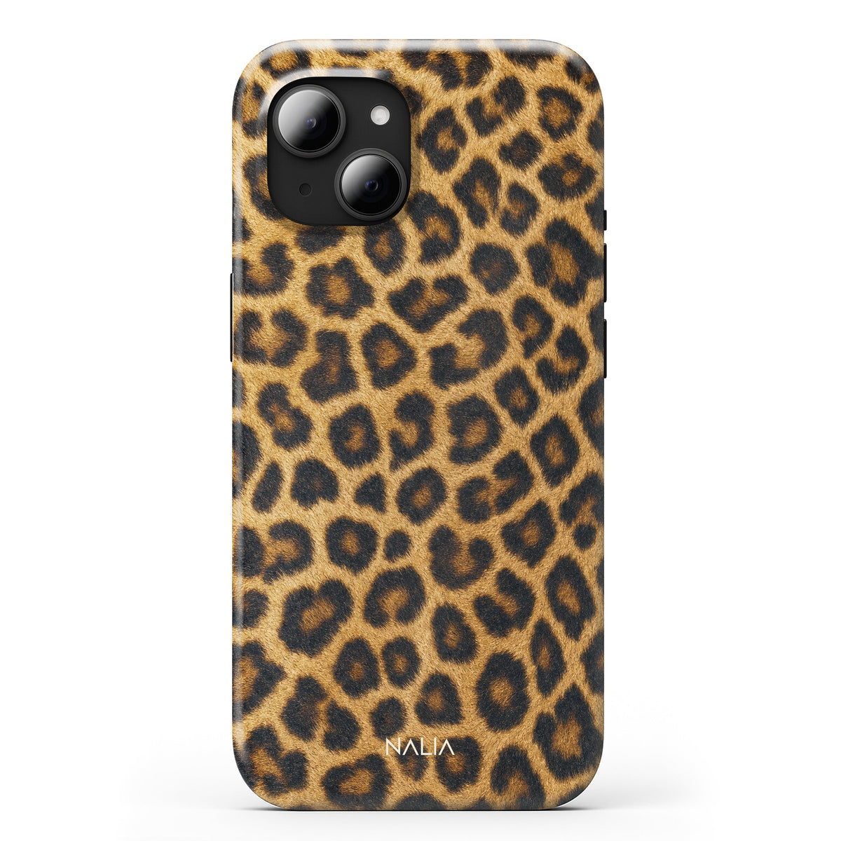 Leona iPhone 15 Plus Hülle mit Leopardenmuster, Rückseite