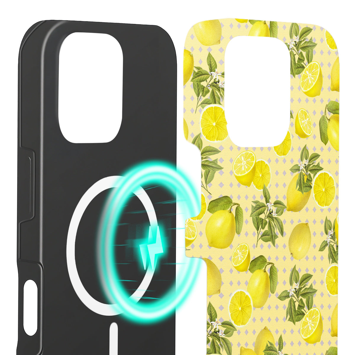 Limona iPhone 16 Pro Hülle mit Zitronen, Innenseite mit Magnetring, kompatibel mit MagSafe-Zubehör