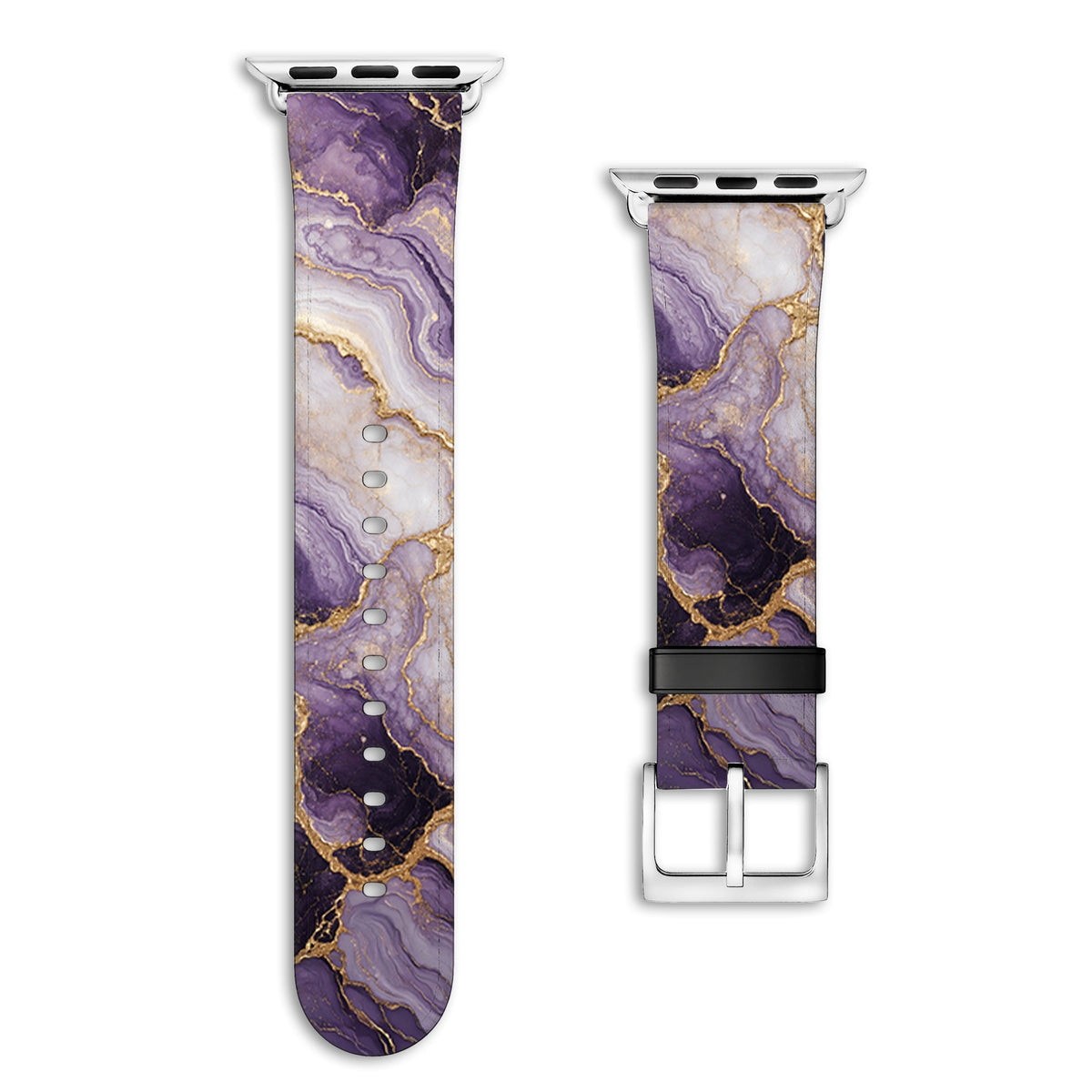 Amethyst - Apple Watch Armband 38/40/41/42mm 38 40 41 42mm Matt Silber NALIA Kunstleder Armband