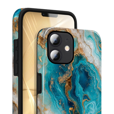 Riviera iPhone 12 Hülle mit Marmoroptik, Vorderseite und Rückseite mit Kamera