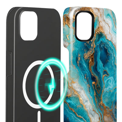 Riviera iPhone 12 Mini Hülle mit Marmoroptik, Innenseite mit Magnetring, kompatibel mit MagSafe-Zubehör