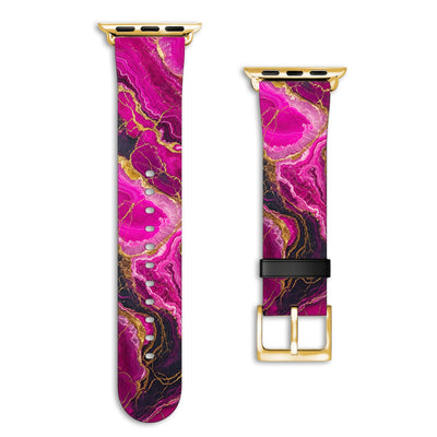Rubin - Apple Watch Armband 44/45/46/49mm 44 45 46 49mm Matt Gold NALIA Kunstleder Armband