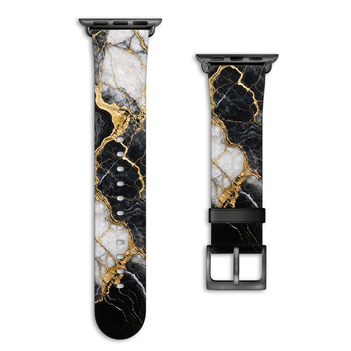 Obsidian - Apple Watch Armband 38/40/41/42mm 38 40 41 42mm Matt Schwarz NALIA Kunstleder Armband