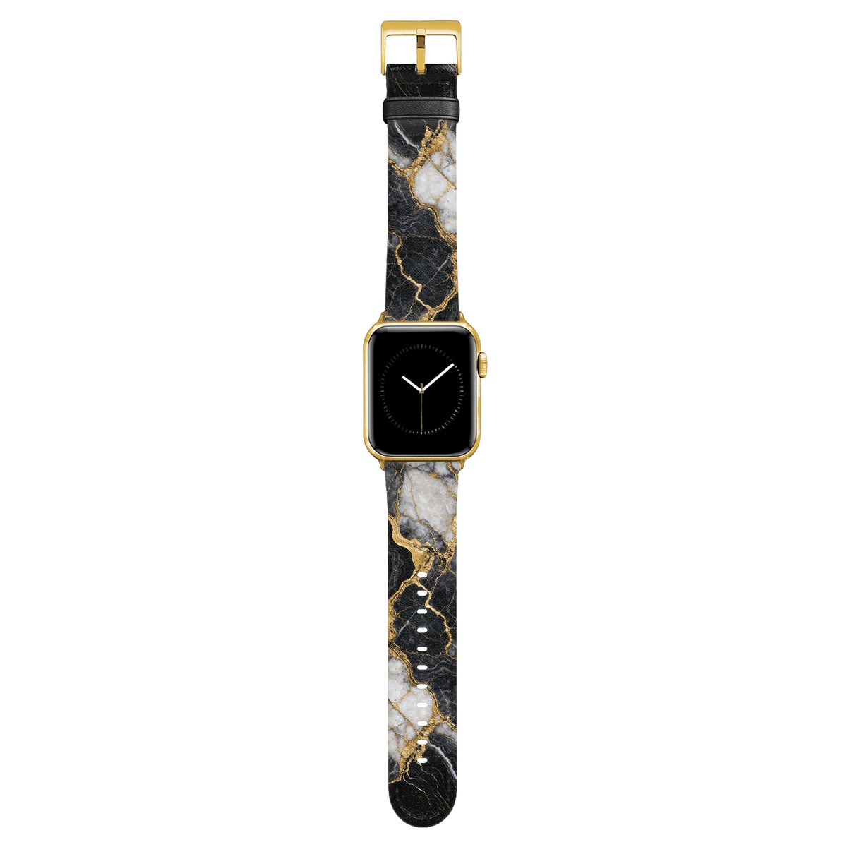 Obsidian - Apple Watch Armband 44/45/46/49mm 44 45 46 49mm Matt Gold NALIA Kunstleder Armband