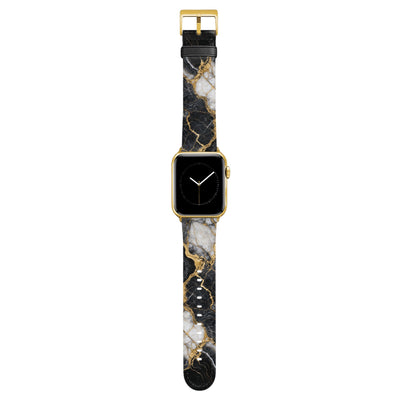 Obsidian - Apple Watch Armband 44/45/46/49mm 44 45 46 49mm Matt Gold NALIA Kunstleder Armband