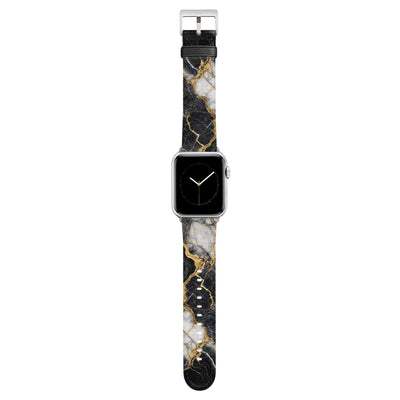 Obsidian - Apple Watch Armband 44/45/46/49mm 44 45 46 49mm Matt Silber NALIA Kunstleder Armband