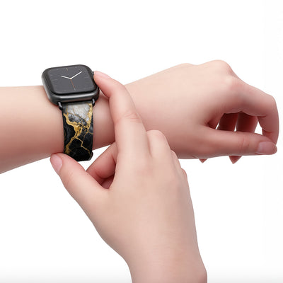 Obsidian - Apple Watch Armband 38/40/41/42mm 38 40 41 42mm Matt Schwarz NALIA Kunstleder Armband