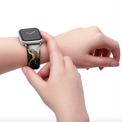 Obsidian - Apple Watch Armband 44/45/46/49mm 44 45 46 49mm Matt Silber NALIA Kunstleder Armband