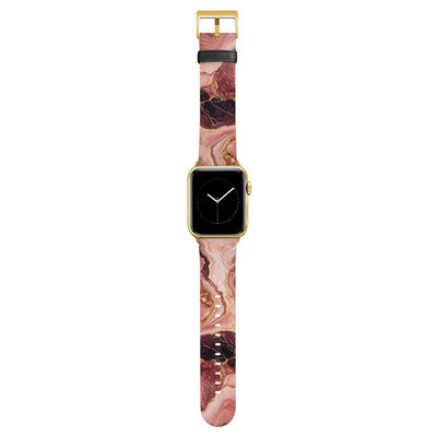 Rosenquarz - Apple Watch Armband 38/40/41/42mm 38 40 41 42mm Matt Gold NALIA Kunstleder Armband