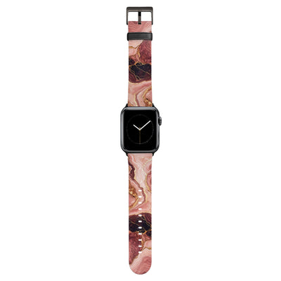 Rosenquarz - Apple Watch Armband 38/40/41/42mm 38 40 41 42mm Matt Schwarz NALIA Kunstleder Armband