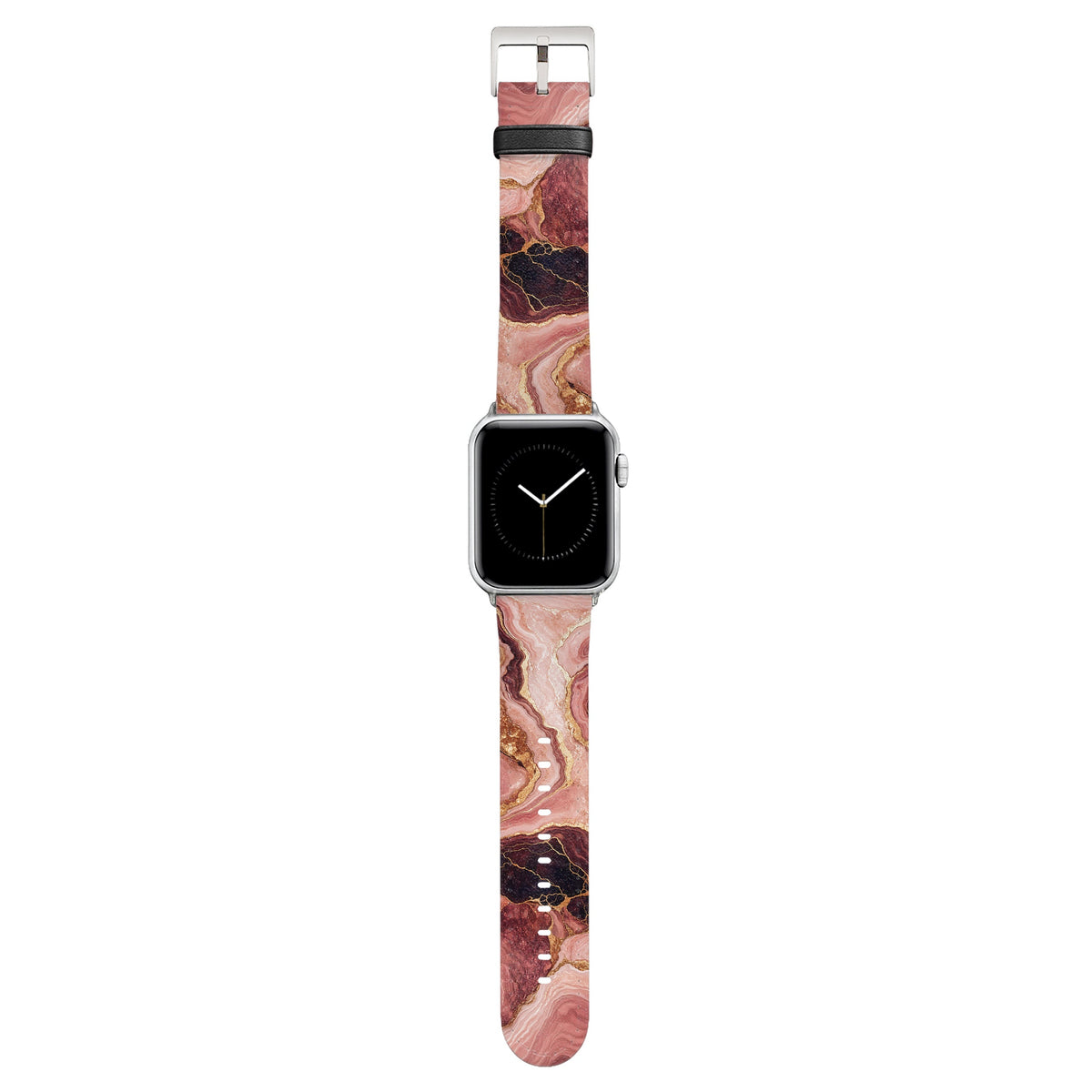 Rosenquarz - Apple Watch Armband 38/40/41/42mm 38 40 41 42mm Matt Silber NALIA Kunstleder Armband