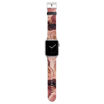 Rosenquarz - Apple Watch Armband 38/40/41/42mm 38 40 41 42mm Matt Silber NALIA Kunstleder Armband