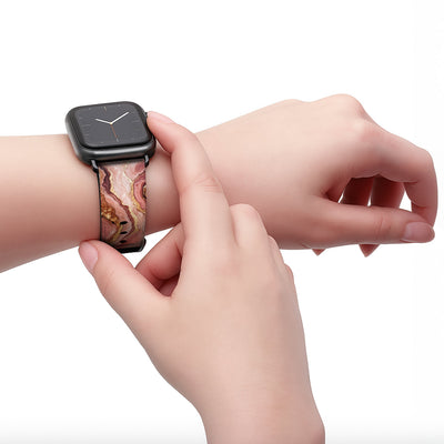 Rosenquarz - Apple Watch Armband 38/40/41/42mm 38 40 41 42mm Matt Schwarz NALIA Kunstleder Armband