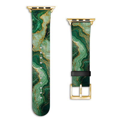 Malachit - Apple Watch Armband 38/40/41/42mm 38 40 41 42mm Matt Gold NALIA Kunstleder Armband
