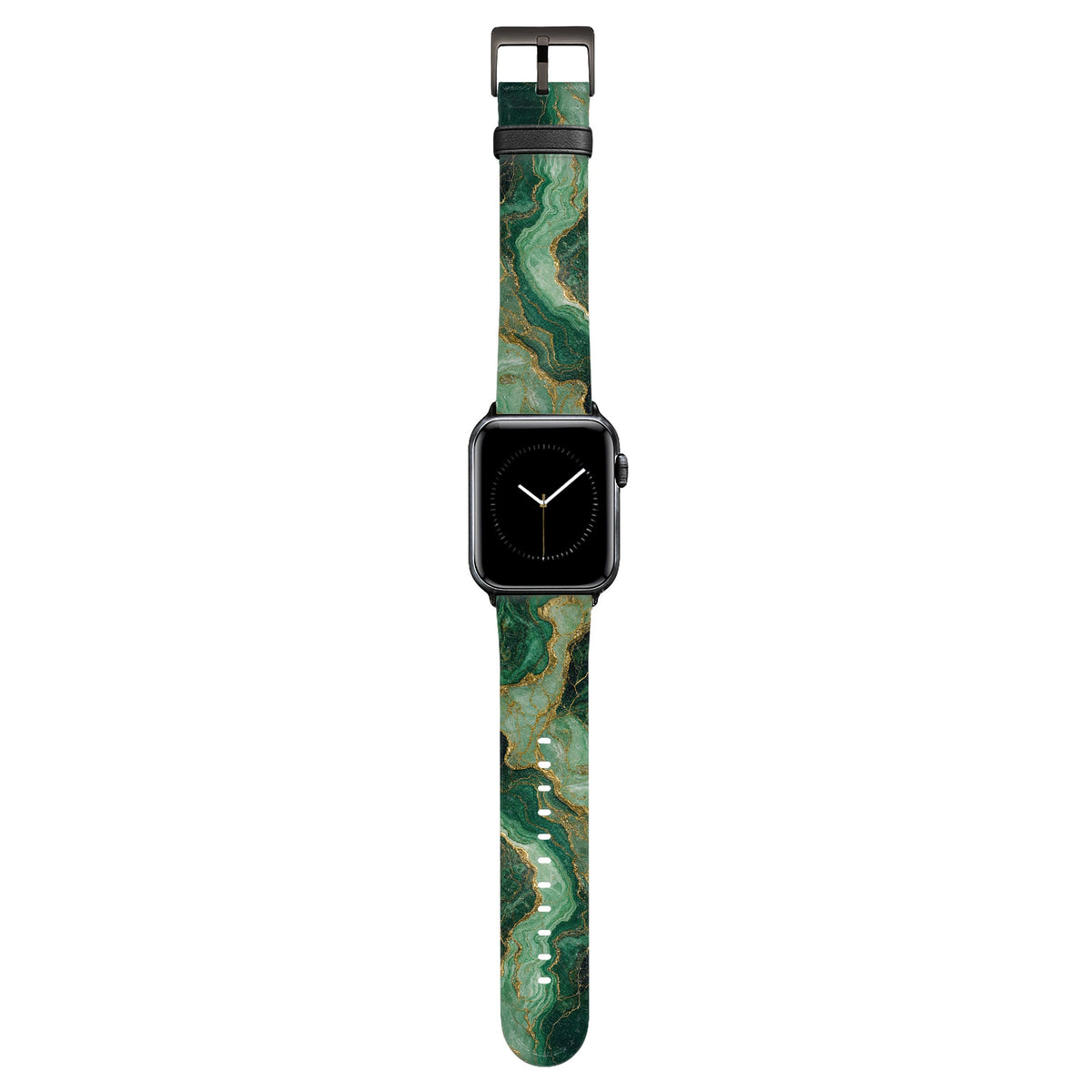Malachit - Apple Watch Armband 38/40/41/42mm 38 40 41 42mm Matt Schwarz NALIA Kunstleder Armband