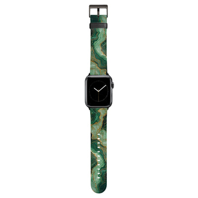 Malachit - Apple Watch Armband 38/40/41/42mm 38 40 41 42mm Matt Schwarz NALIA Kunstleder Armband