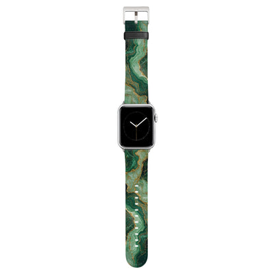 Malachit - Apple Watch Armband 44/45/46/49mm 44 45 46 49mm Matt Silber NALIA Kunstleder Armband