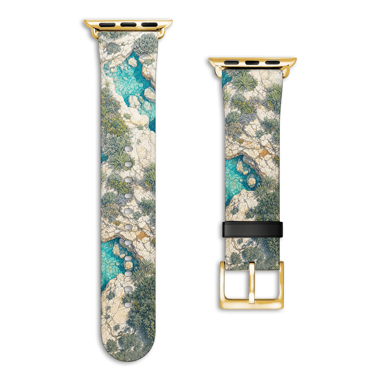 Klippe - Apple Watch Armband 44/45/46/49mm 44 45 46 49mm Matt Gold NALIA Kunstleder Armband