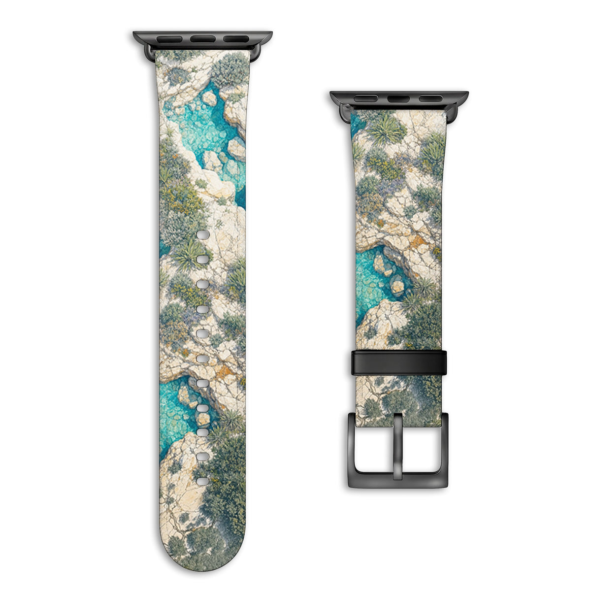 Klippe - Apple Watch Armband 44/45/46/49mm 44 45 46 49mm Matt Schwarz NALIA Kunstleder Armband