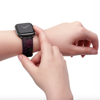 Nocturne - Apple Watch Armband 44/45/46/49mm 44 45 46 49mm Black Matte NALIA Kunstleder Armband