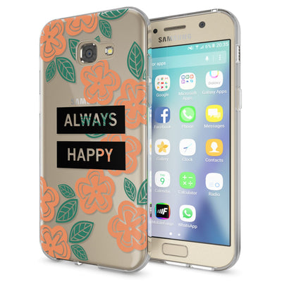 NALIA Handyhülle kompatibel mit Samsung Galaxy A5 2017, Slim Silikon Motiv Case Cover Schutz-Hülle Dünn Durchsichtig Etui Handy-Tasche Backcover Transparent Bumper Always Happy NALIA Protective Hülle