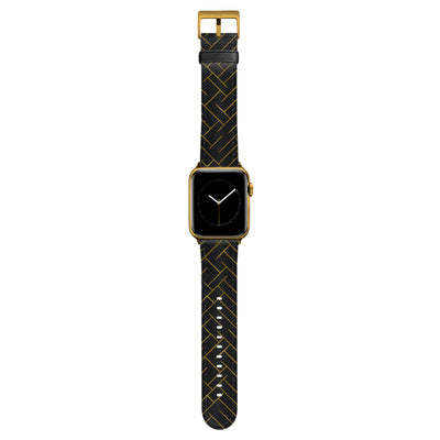 Noir - Apple Watch Armband 44-49mm & 42 (Serie 1-3) 44-49mm & 42 (Serie 1-3) Matt Gold NALIA Kunstleder Armband