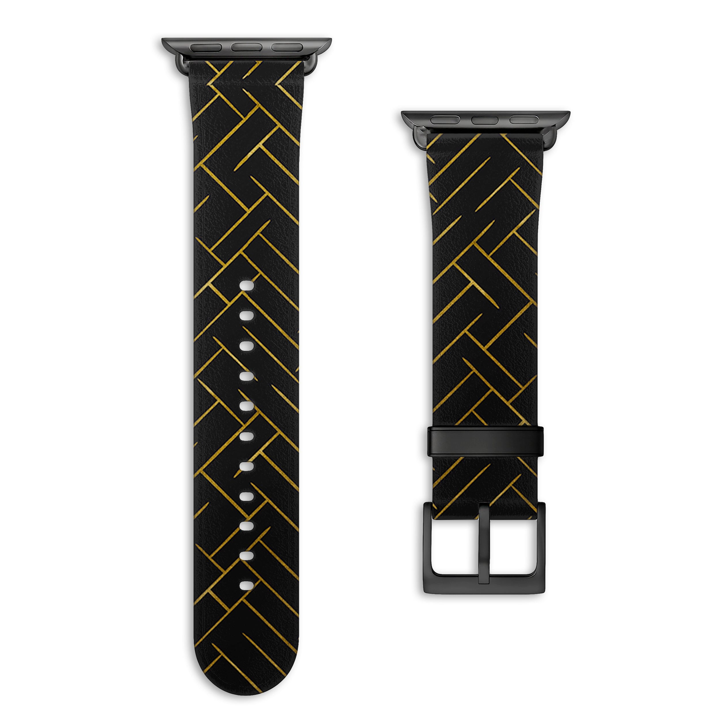 Noir - Apple Watch Armband 44-49mm & 42 (Serie 1-3) 44-49mm & 42 (Serie 1-3) Matt Schwarz NALIA Kunstleder Armband