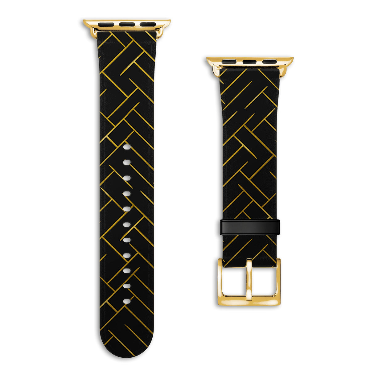 Noir - Apple Watch Armband 38-41mm & 42 (Serie 10-11) 38-41mm & 42 (Serie 10-11) Matt Gold NALIA Kunstleder Armband