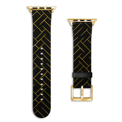 Noir - Apple Watch Armband 38-41mm & 42 (Serie 10-11) 38-41mm & 42 (Serie 10-11) Matt Gold NALIA Kunstleder Armband